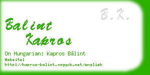 balint kapros business card